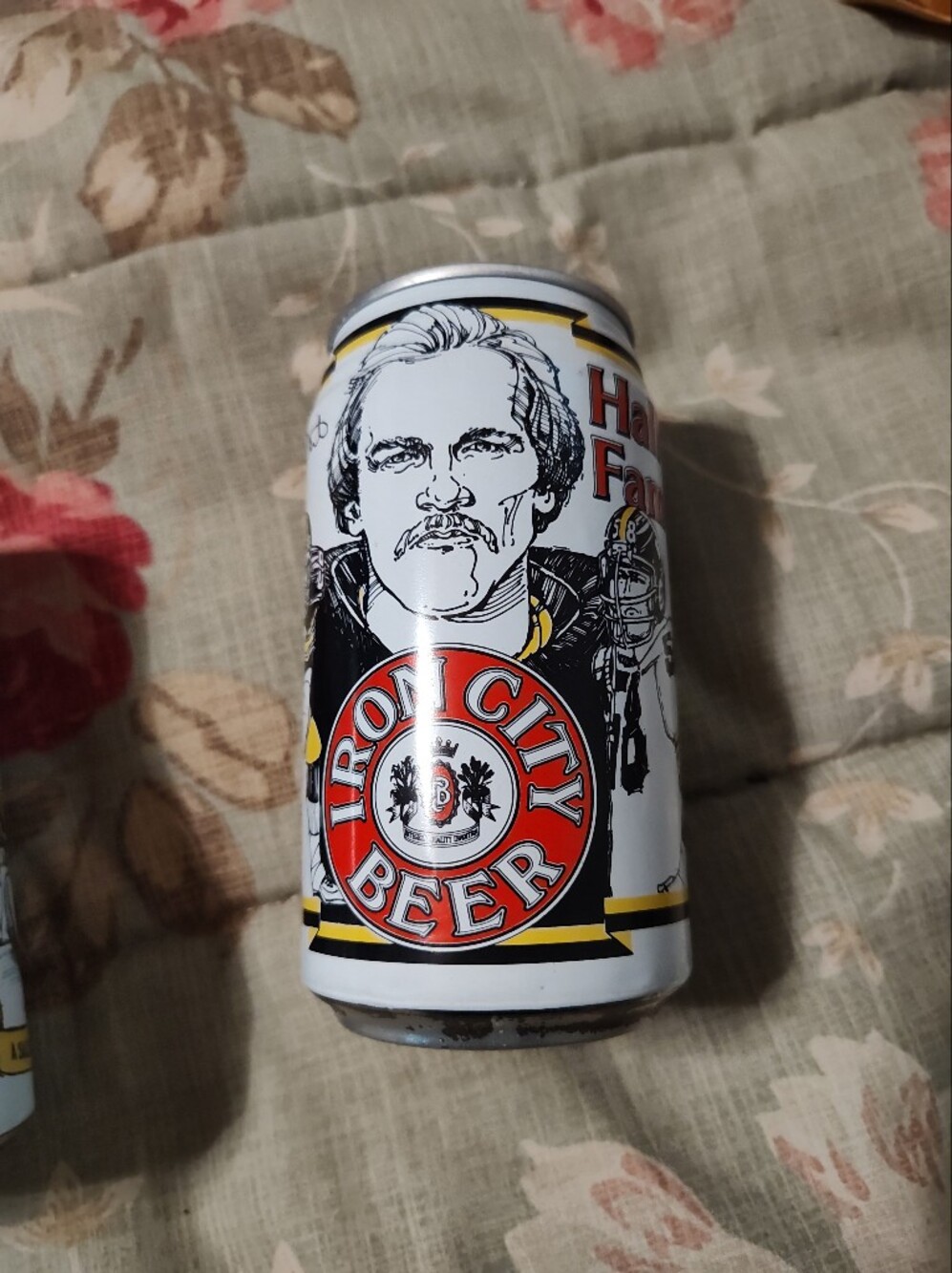 Iron City Beer Can - White, Red, Black Graphic 1990 Jack Lambert